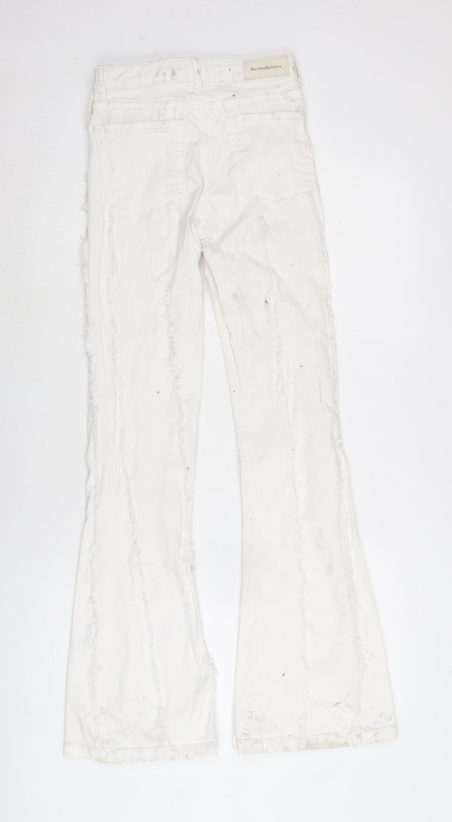 Berksha Womens White Cotton Blend Flared Jeans Size 6 L32 in Regular Zip
