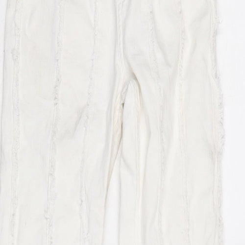 Berksha Womens White Cotton Blend Flared Jeans Size 6 L32 in Regular Zip