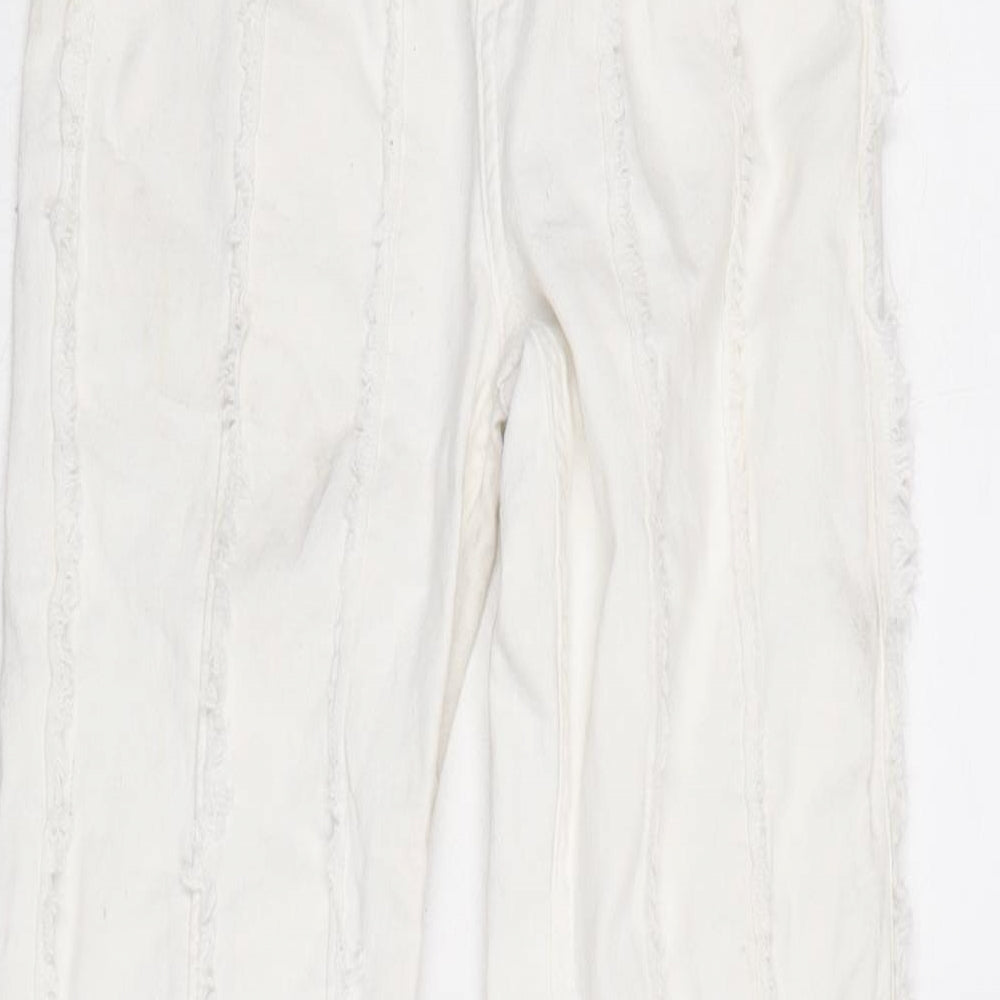 Berksha Womens White Cotton Blend Flared Jeans Size 6 L32 in Regular Zip