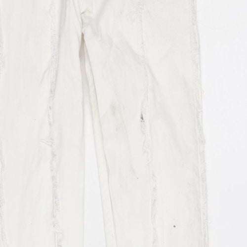Berksha Womens White Cotton Blend Flared Jeans Size 6 L32 in Regular Zip