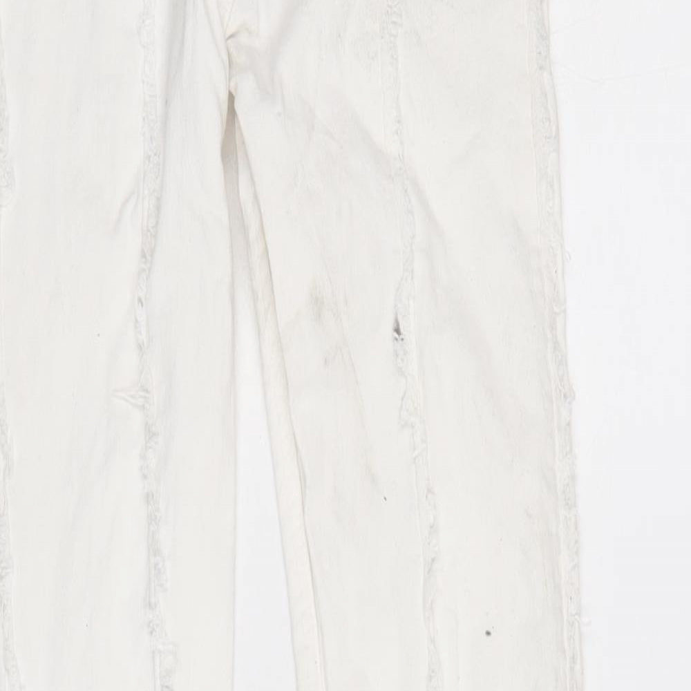 Berksha Womens White Cotton Blend Flared Jeans Size 6 L32 in Regular Zip
