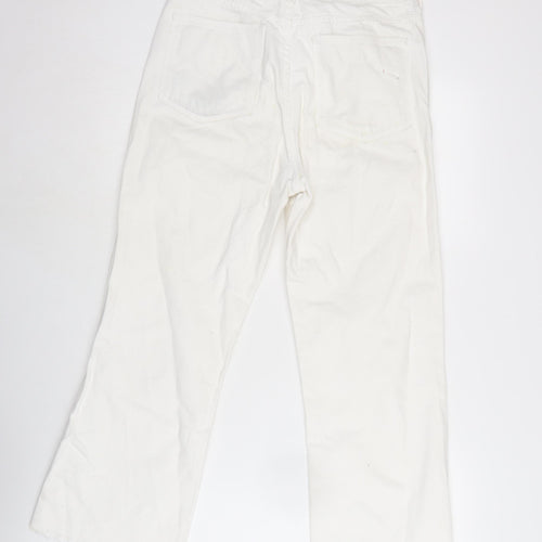 Topshop Womens White Cotton Blend Flared Jeans Size 26 in L32 in Regular Zip