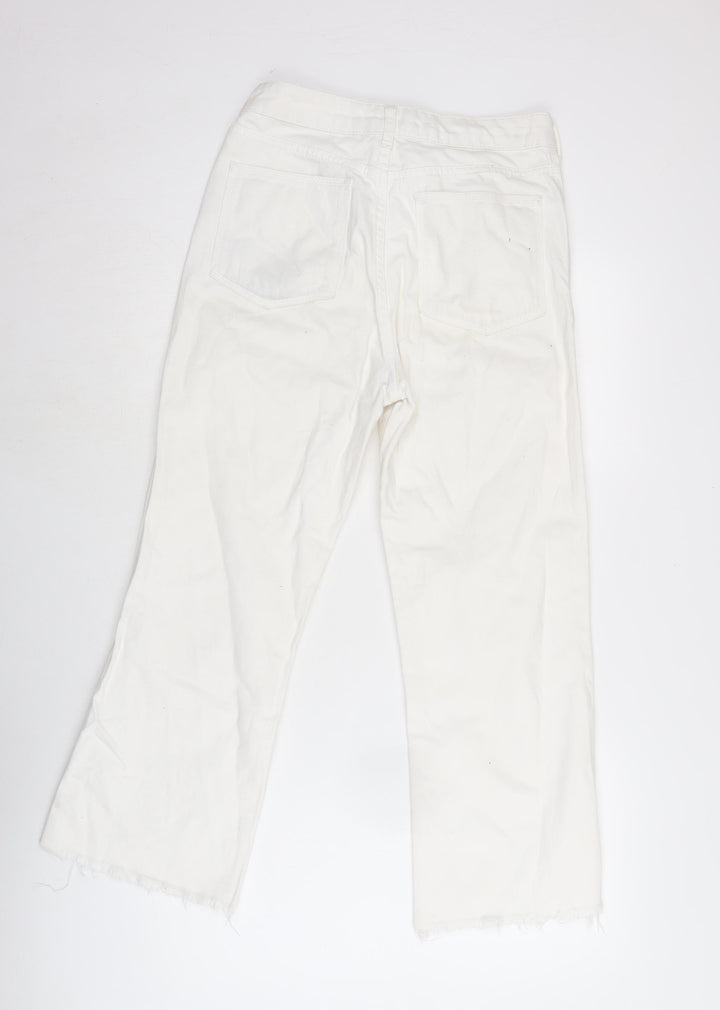 Topshop Womens White Cotton Blend Flared Jeans Size 26 in L32 in Regular Zip