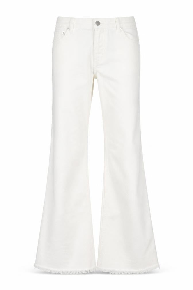Topshop Womens White Cotton Blend Flared Jeans Size 26 in L32 in Regular Zip