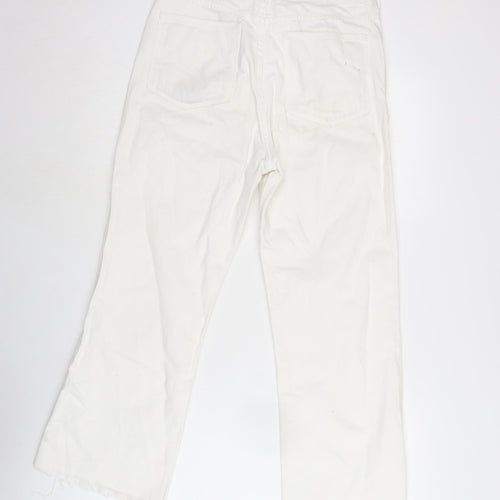 Topshop Womens White Cotton Blend Flared Jeans Size 26 in L32 in Regular Zip