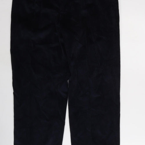 Marks and Spencer Mens Blue Cotton Trousers Size 36 in L28 in Regular Zip