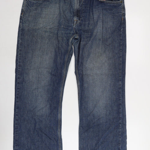 Marks and Spencer Womens Blue Cotton Blend Straight Jeans Size 30 L29 in Regular Zip