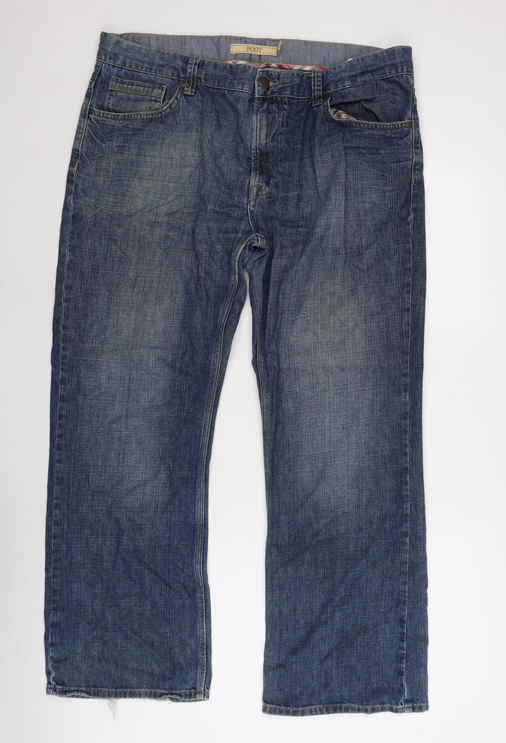 Marks and Spencer Womens Blue Cotton Blend Straight Jeans Size 30 L29 in Regular Zip