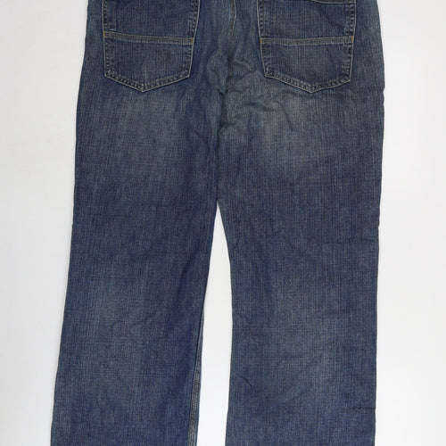 Marks and Spencer Womens Blue Cotton Blend Straight Jeans Size 30 L29 in Regular Zip