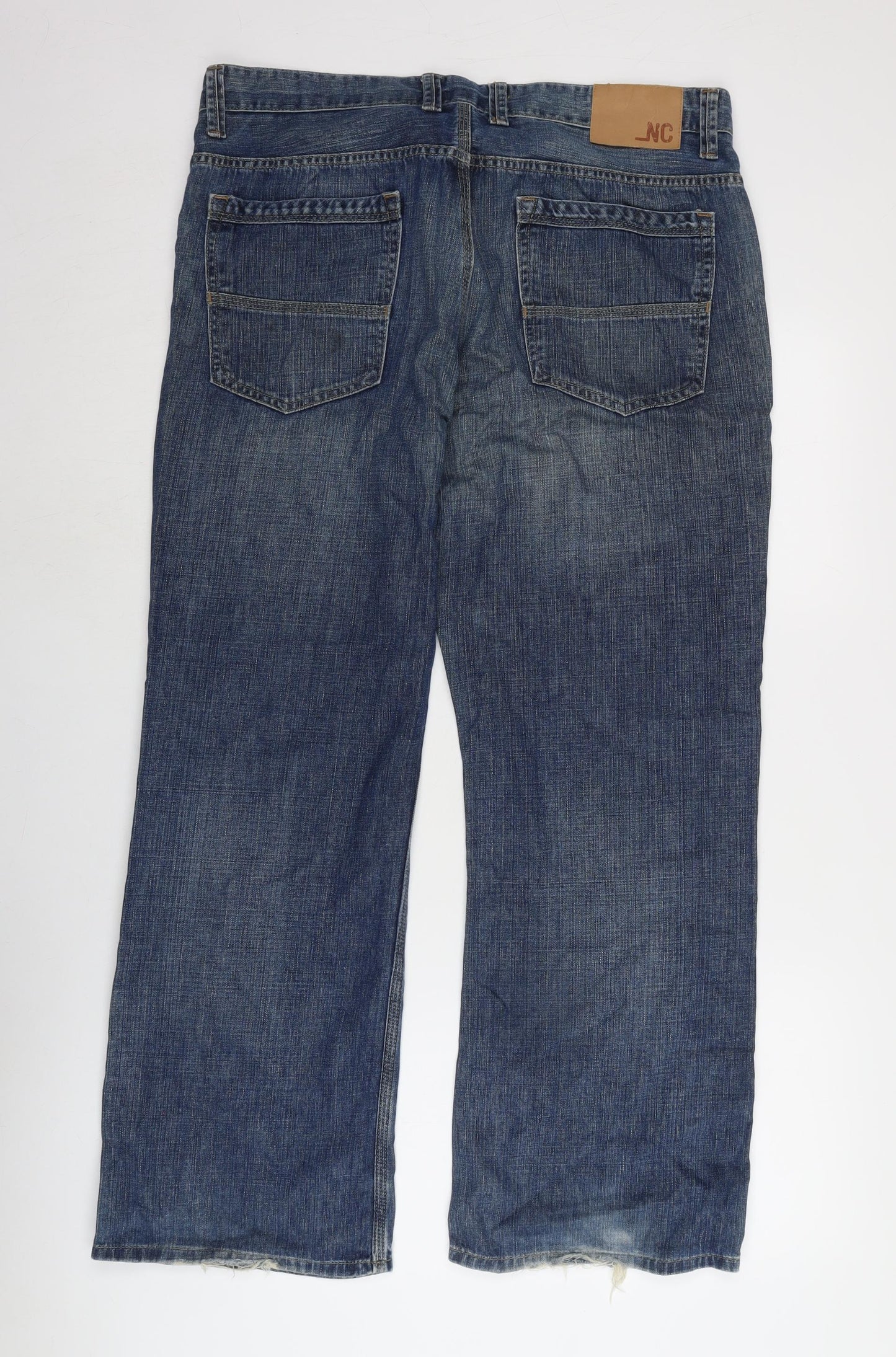 Marks and Spencer Womens Blue Cotton Blend Straight Jeans Size 30 L29 in Regular Zip