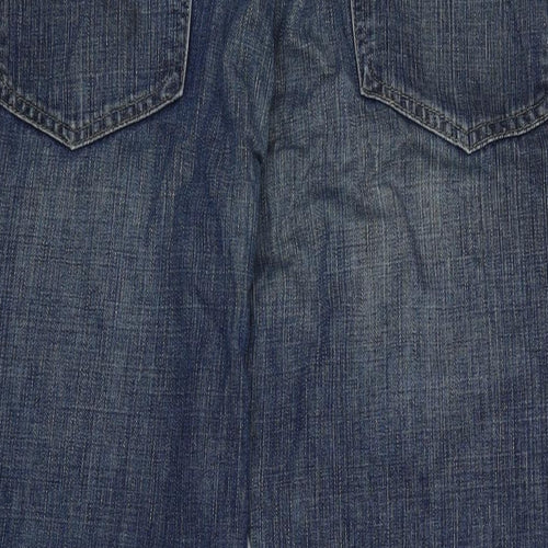 Marks and Spencer Womens Blue Cotton Blend Straight Jeans Size 30 L29 in Regular Zip
