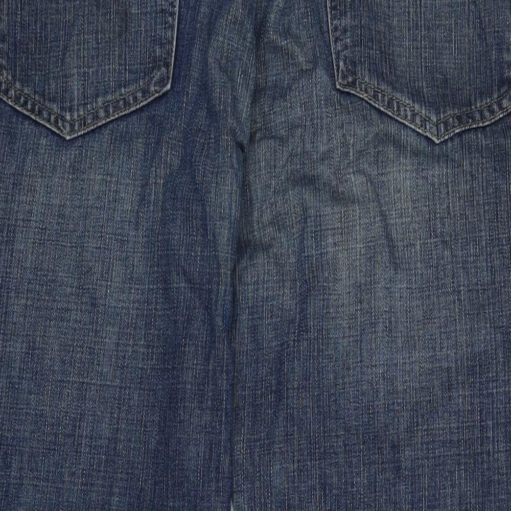 Marks and Spencer Womens Blue Cotton Blend Straight Jeans Size 30 L29 in Regular Zip