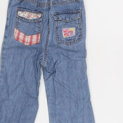 Kitchoun Girls Blue Cotton Capri Jeans Size 18 Months Snap - Embroidered