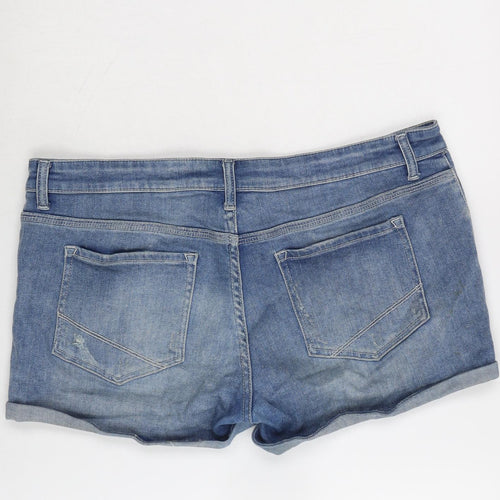 Oasis Womens Blue Cotton Cargo Shorts Size 16 L3 in Regular Zip