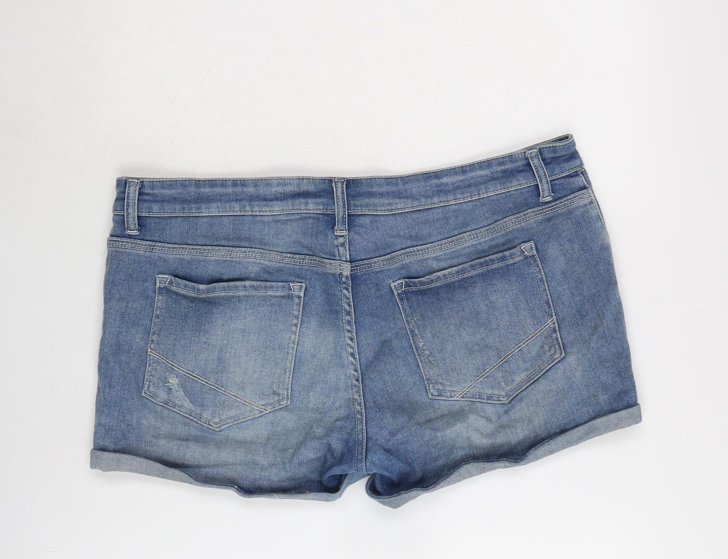Oasis Womens Blue Cotton Cargo Shorts Size 16 L3 in Regular Zip