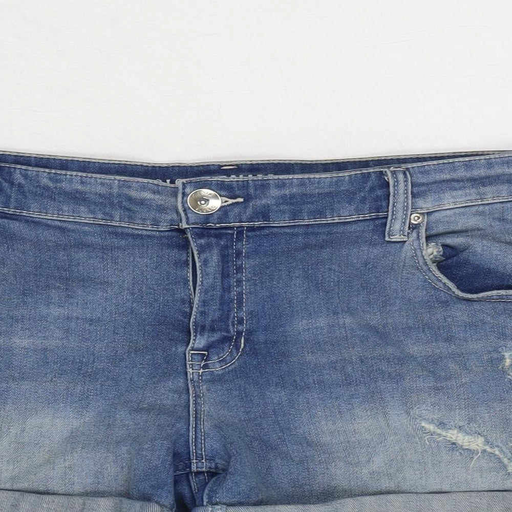 Oasis Womens Blue Cotton Cargo Shorts Size 16 L3 in Regular Zip