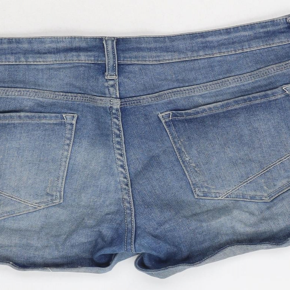 Oasis Womens Blue Cotton Cargo Shorts Size 16 L3 in Regular Zip