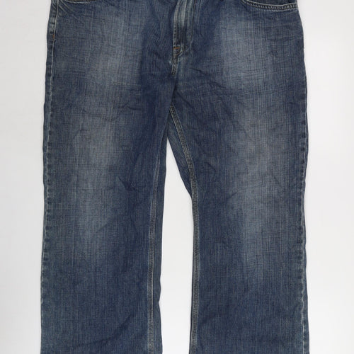 Marks and Spencer Womens Blue Cotton Straight Jeans Size 40 in L29 in Regular Zip