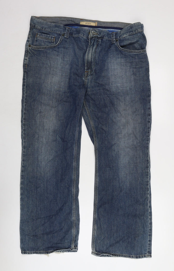 Marks and Spencer Womens Blue Cotton Straight Jeans Size 40 in L29 in Regular Zip