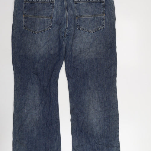 Marks and Spencer Womens Blue Cotton Straight Jeans Size 40 in L29 in Regular Zip