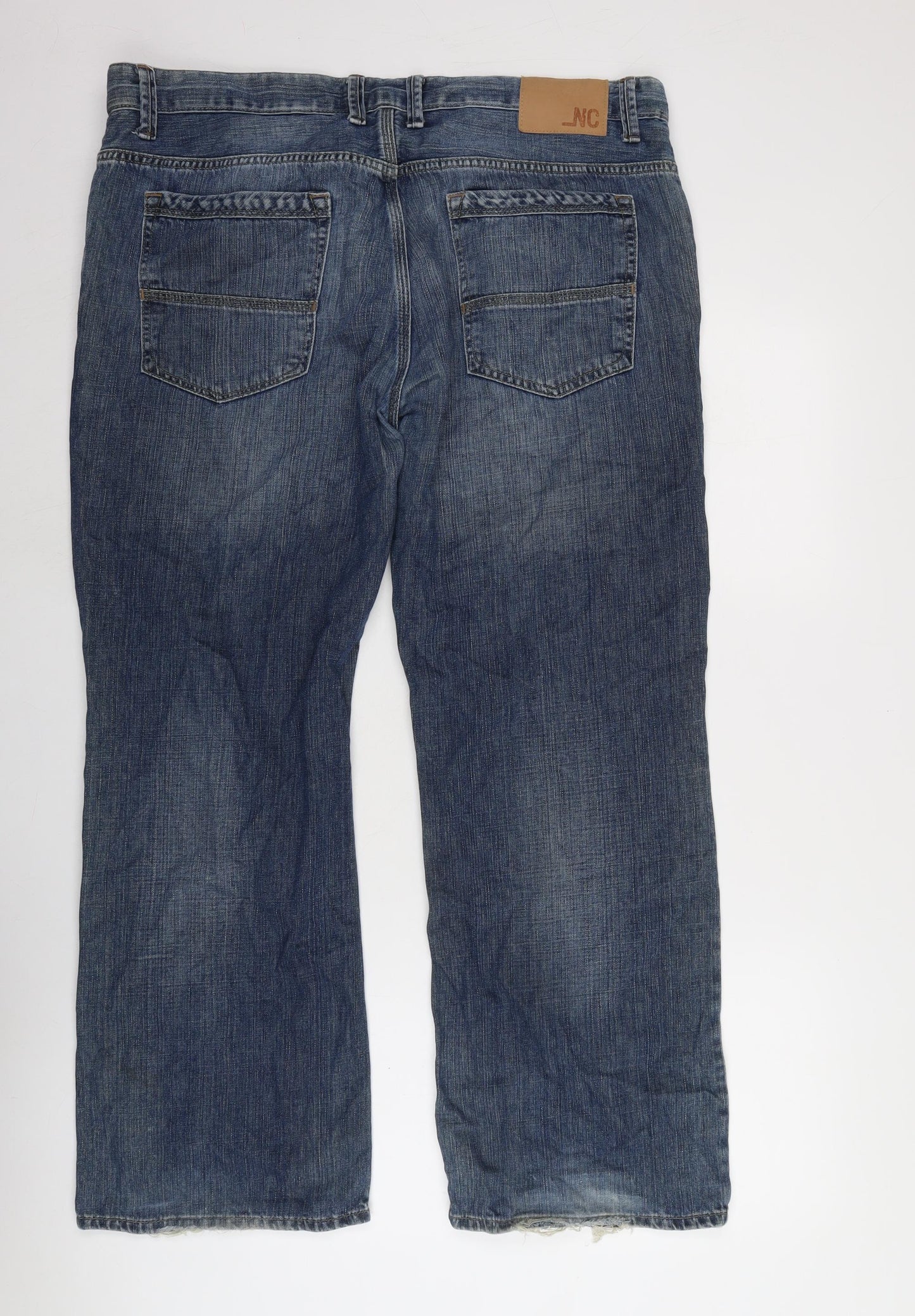 Marks and Spencer Womens Blue Cotton Straight Jeans Size 40 in L29 in Regular Zip