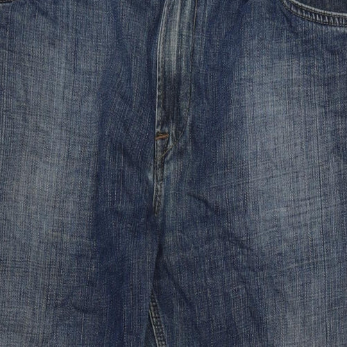 Marks and Spencer Womens Blue Cotton Straight Jeans Size 40 in L29 in Regular Zip