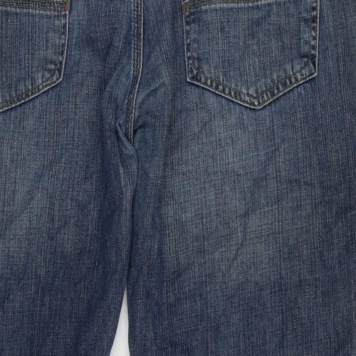 Marks and Spencer Womens Blue Cotton Straight Jeans Size 40 in L29 in Regular Zip