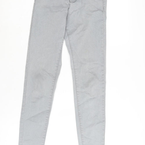 Miss Selfridge Womens Grey Cotton Straight Jeans Size 4 L29 in Regular Zip
