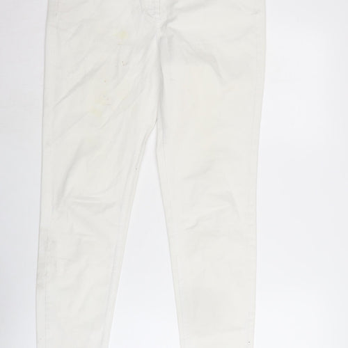 Matalan Womens Ivory Cotton Straight Jeans Size 14 L29 in Regular Zip