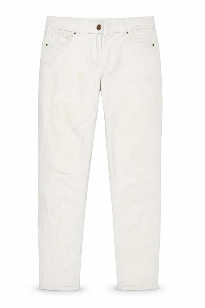 Matalan Womens Ivory Cotton Straight Jeans Size 14 L29 in Regular Zip