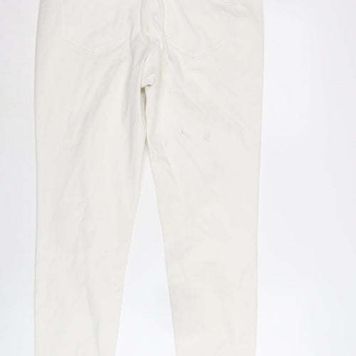 Matalan Womens Ivory Cotton Straight Jeans Size 14 L29 in Regular Zip