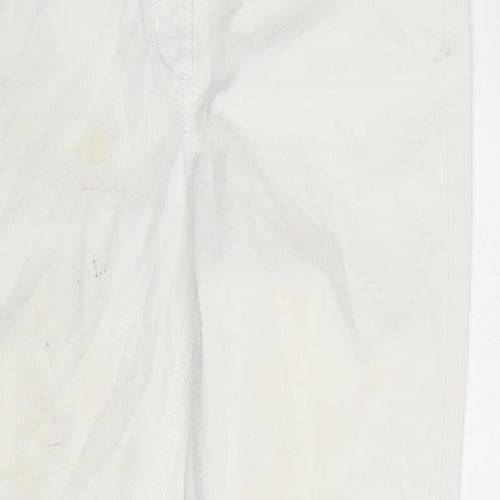 Matalan Womens Ivory Cotton Straight Jeans Size 14 L29 in Regular Zip