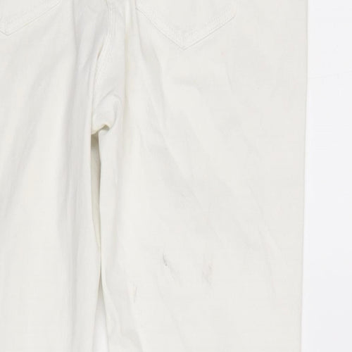 Matalan Womens Ivory Cotton Straight Jeans Size 14 L29 in Regular Zip