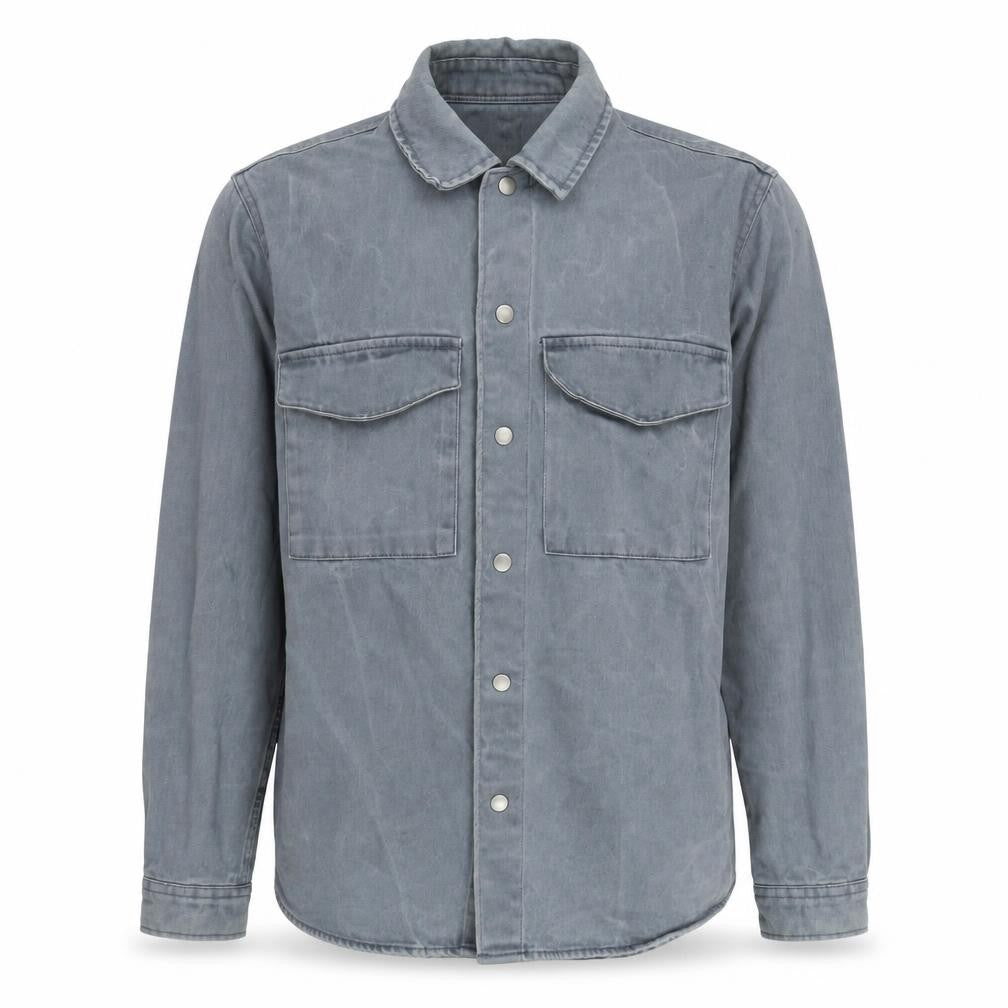 Front view of River Island men’s blue jacket, size M, button