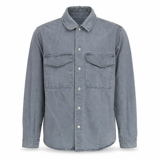 Front view of River Island men’s blue jacket, size M, button