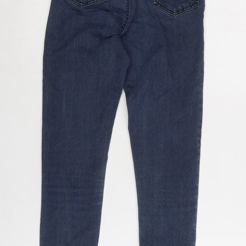 Miss Selfridge Womens Black Cotton Blend Straight Jeans Size 6 L27 in Regular Zip