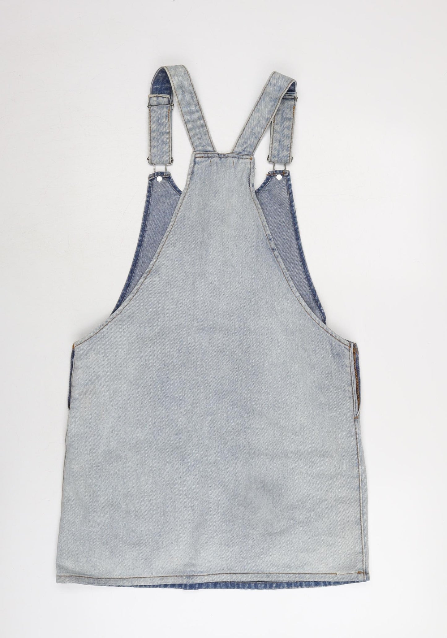 Cooperative Womens Blue Cotton Pinafore/Dungaree Dress Size S Round Neck Snap