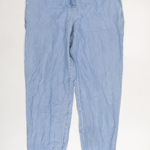 NEXT Womens Blue Lyocell Trousers Size 10 L30 in Regular Zip