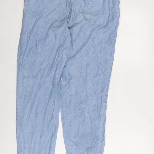 NEXT Womens Blue Lyocell Trousers Size 10 L30 in Regular Zip