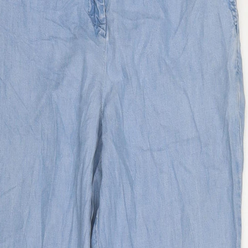 NEXT Womens Blue Lyocell Trousers Size 10 L30 in Regular Zip