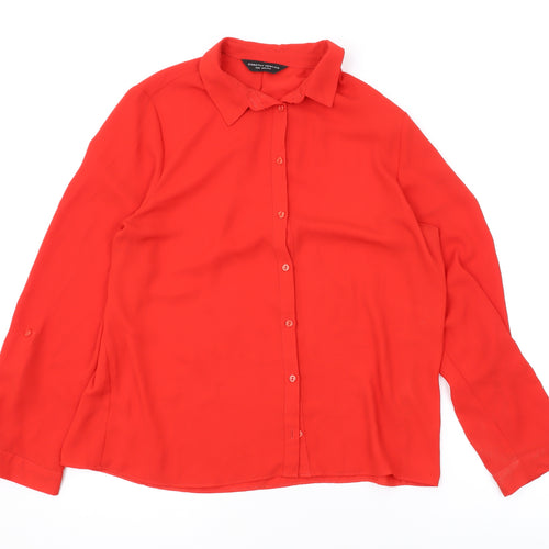 Dorothy Perkins Womens Red Polyester Basic Button-Up Size 14 Collared