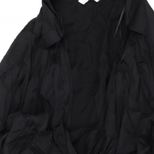 H&M Womens Black Viscose Mini Size M Collared Button