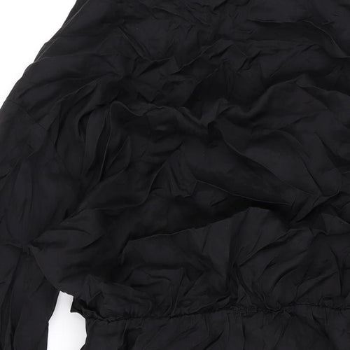 H&M Womens Black Viscose Mini Size M Collared Button