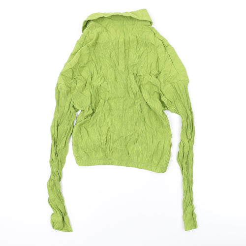 Boohoo Womens Green Viscose Basic Button-Up Size 10 Collared