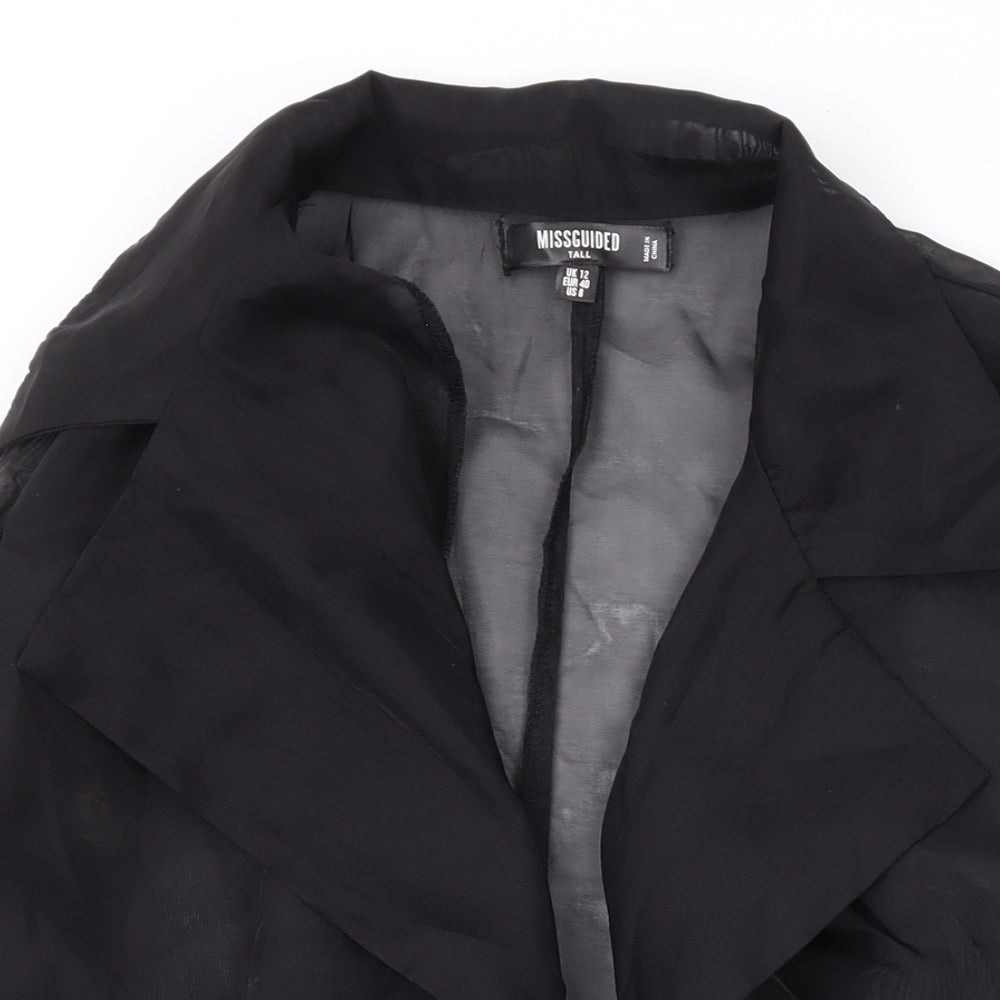 Missguided Womens Black Polyester Basic Blouse Size 12 Collared