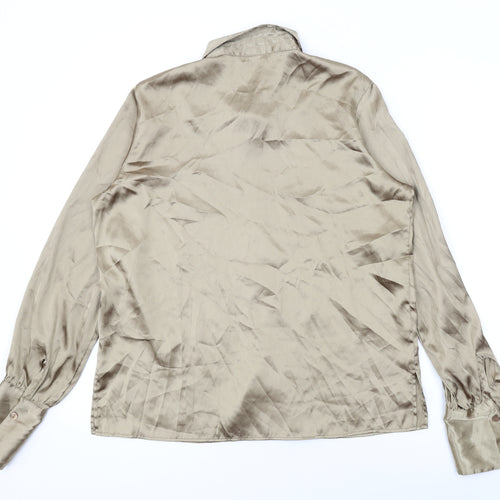 Damart Womens Gold Polyester Basic Button-Up Size 12 Collared