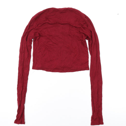 Boohoo Womens Red Viscose Basic Blouse Size 6 Scoop Neck