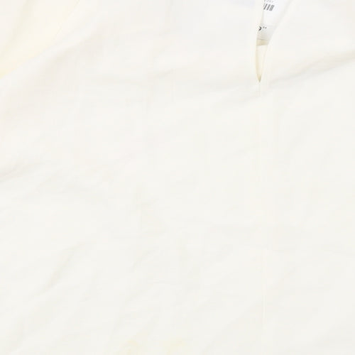Zara Womens Ivory Polyester Basic Blouse Size L Round Neck