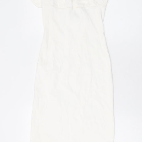 Zara Womens White Cotton Bodycon Size M Round Neck Pullover