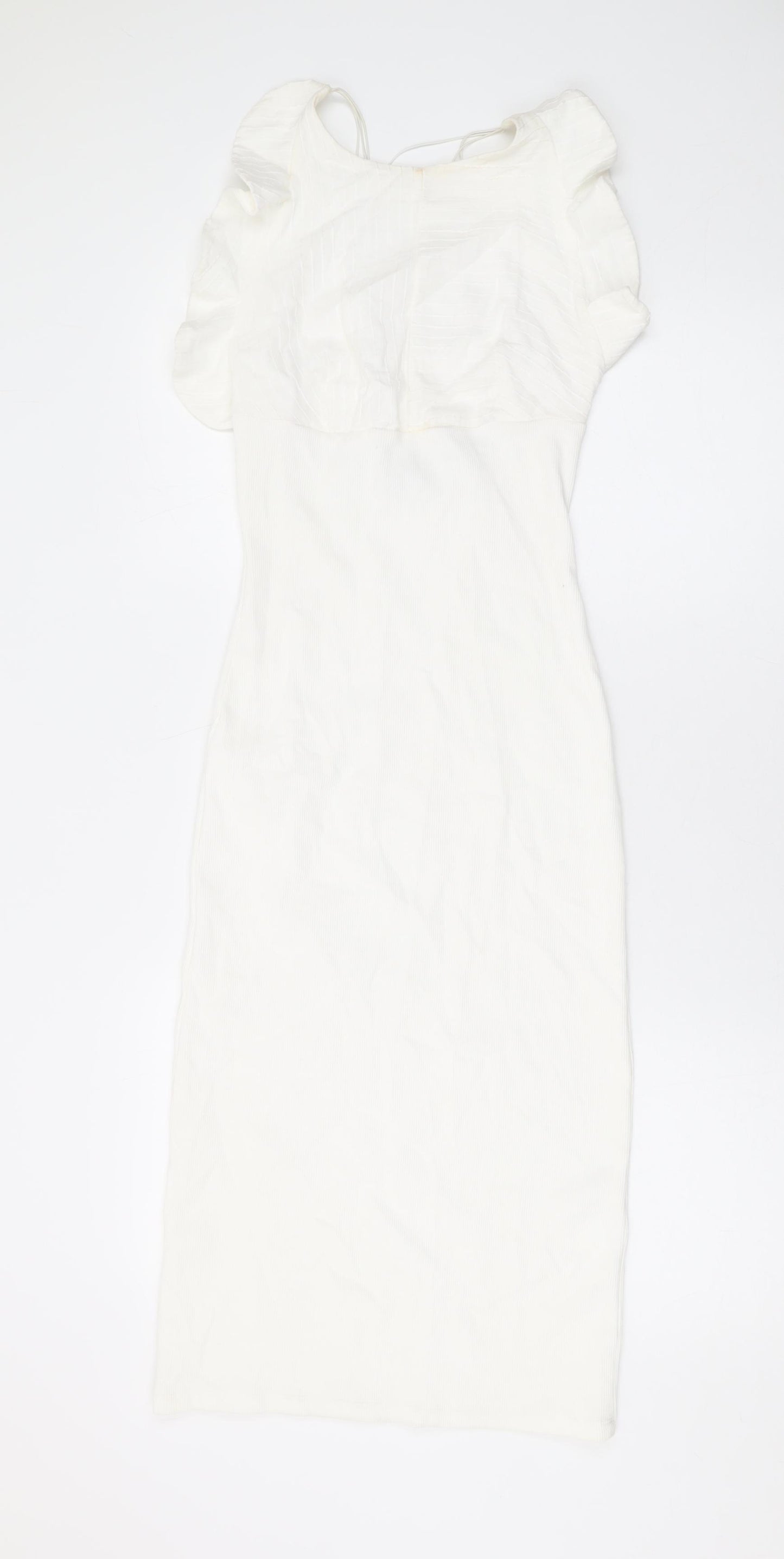 Zara Womens White Cotton Bodycon Size M Round Neck Pullover